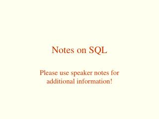Notes on SQL