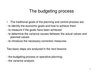 The budgeting process