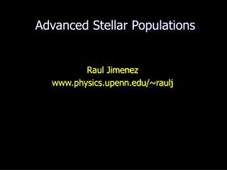 Advanced Stellar Populations