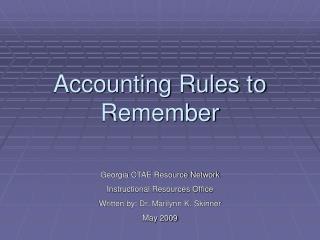 Accounting Rules to Remember