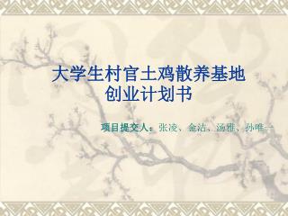 大学生村官土鸡散养基地创业计划书