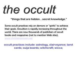 the occult