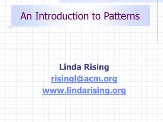 An Introduction to Patterns