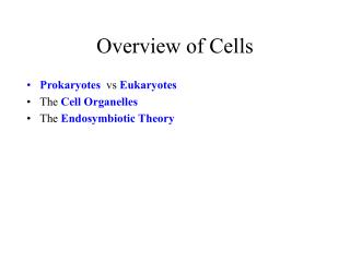 Overview of Cells