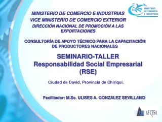 SEMINARIO-TALLER Responsabilidad Social Empresarial (RSE)