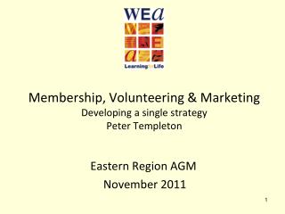 Membership, Volunteering &amp; Marketing Developing a single strategy Peter Templeton