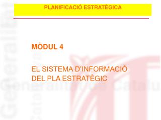 MÒDUL 4 EL SISTEMA D’INFORMACIÓ DEL PLA ESTRATÈGIC