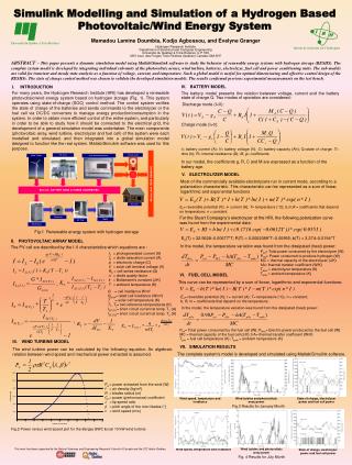 Simulink Modelling and Simulation of a Hydrogen Based Photovoltaic/Wind Energy System