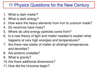 11 Physics Questions for the New Century
