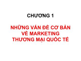 CHƯƠNG 1 NHỮNG VẤN ĐỀ CƠ BẢN VỀ MARKETING THƯƠNG MẠI QUỐC TẾ