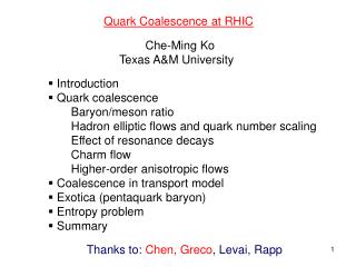 Quark Coalescence at RHIC