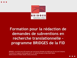BRiDGES, un projet de la FID soutenu par une bourse d'études accordée par Eli Lilly and Company