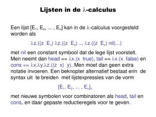 Lijsten in de -calculus