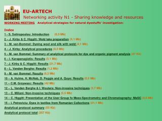 EU-ARTECH Networking activity N1 - Sharing knowledge and resources