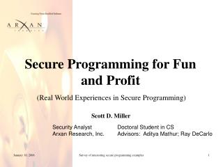 Secure Programming for Fun and Profit