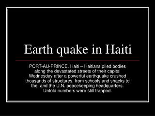 Earth quake in Haiti