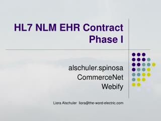 HL7 NLM EHR Contract Phase I