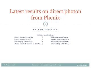 Latest results on direct photon from Phenix