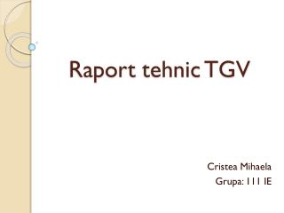 Raport tehnic TGV