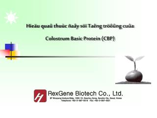 Hieäu quaû thuùc ñaåy söï Taêng tröôûng cuûa Colostrum Basic Protein (CBP)