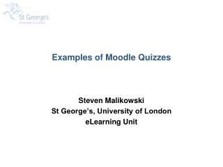 Examples of Moodle Quizzes