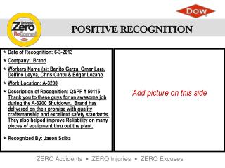 Date of Recognition: 6-3-2013 Company: Brand