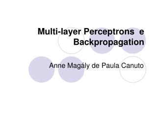 Multi-layer Perceptrons e Backpropagation