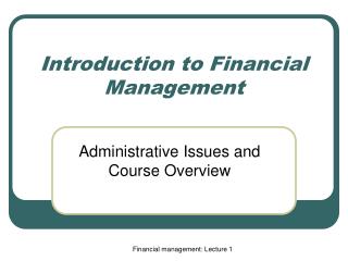 Introduction to Financial Management