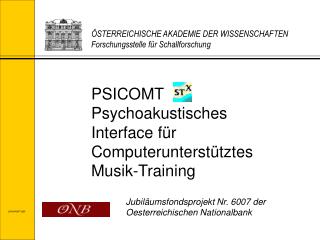 PSICOMT Psychoakustisches Interface für Computerunterstütztes Musik-Training