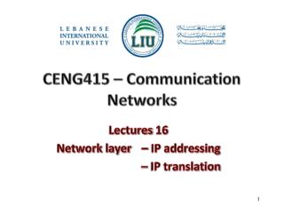 CENG415 – Communication Networks
