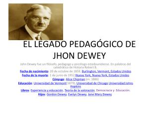 EL LEGADO PEDAGÓGICO DE JHON DEWEY