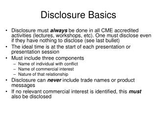 Disclosure Basics