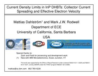 Current Density Limits in InP DHBTs: Collector Current Spreading and Effective Electron Velocity