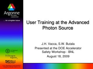User Training at the Advanced Photon Source