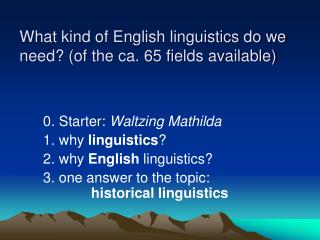 What kind of English linguistics do we need? (of the ca. 65 fields available)