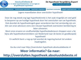 Lagere maandlasten door oversluiten hypotheek!