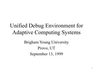 Unified Debug Environment for Adaptive Computing Systems