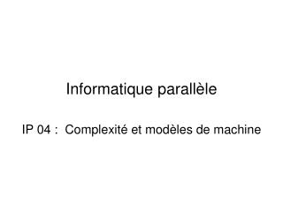 Informatique parallèle