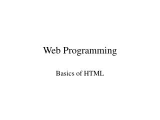 Web Programming