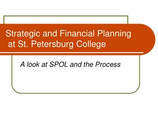 Strategic and Financial Planning at St. Petersburg College