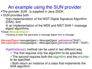 An example using t he SUN provider