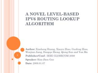 A NOVEL LEVEL-BASED IPV6 ROUTING LOOKUP ALGORITHM