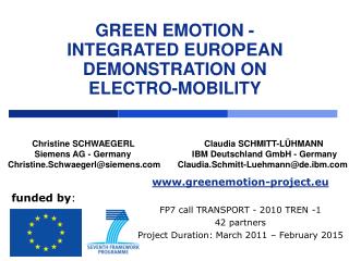 GREEN EMOTION - INTEGRATED EUROPEAN DEMONSTRATION ON ELECTRO-MOBILITY