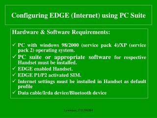 Configuring EDGE (Internet) using PC Suite