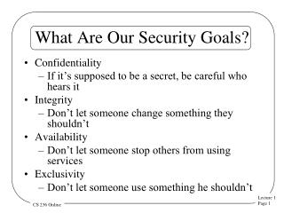 What Are Our Security Goals?