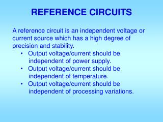 REFERENCE CIRCUITS