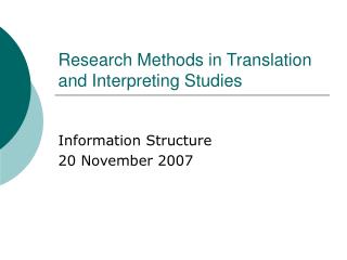 Research Methods in Translation and Interpreting Studies