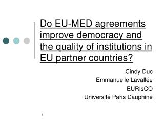 Do EU-MED agreements improve democracy and the quality of institutions in EU partner countries?