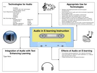 Audio in E-learning Instruction