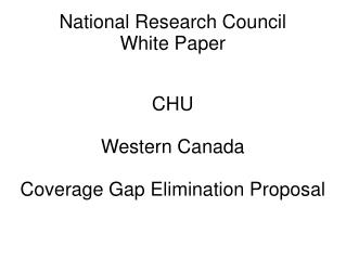 National Research Council White Paper